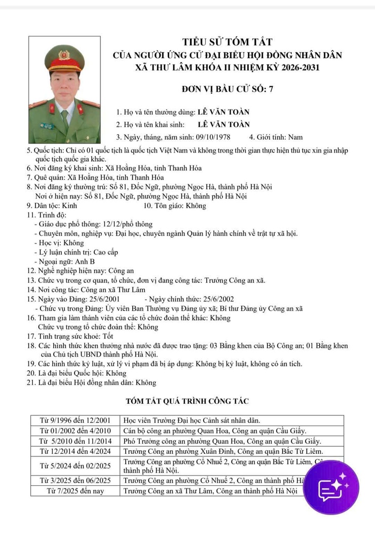 DANH SÁCH NHỮNG NGƯỜI ỨNG CỬ ĐẠI BIỂU HĐND XÃ THƯ LÂM KHÓA II, NHIỆM KỲ 2021-2026- Ảnh 35.