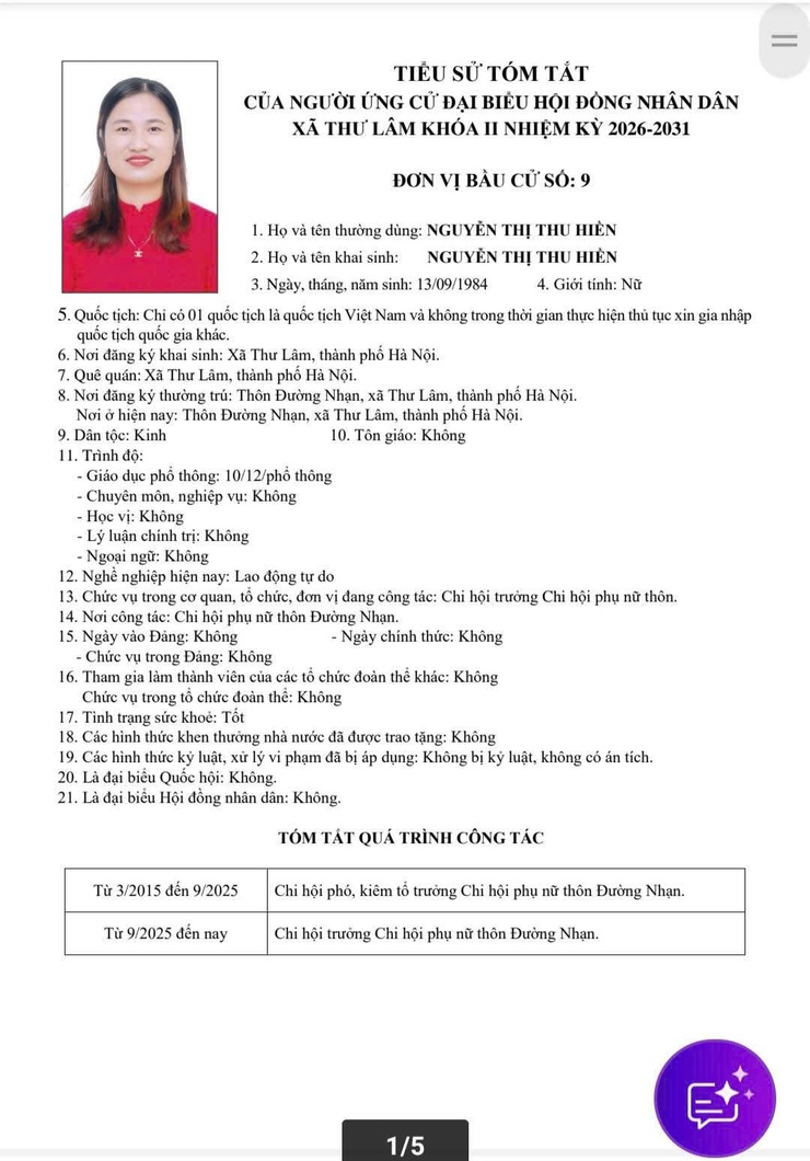 DANH SÁCH NHỮNG NGƯỜI ỨNG CỬ ĐẠI BIỂU HĐND XÃ THƯ LÂM KHÓA II, NHIỆM KỲ 2021-2026- Ảnh 41.