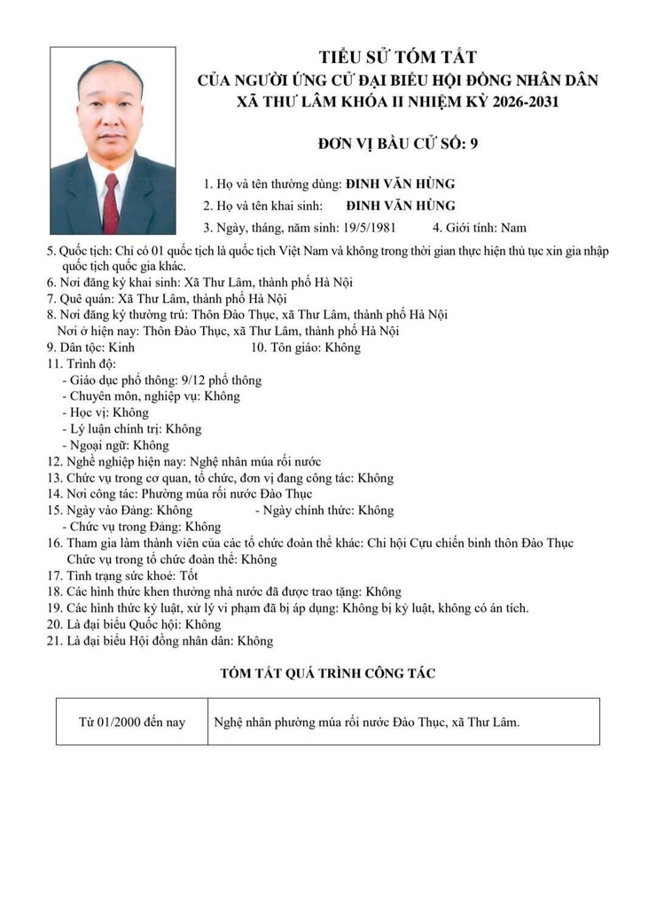 DANH SÁCH NHỮNG NGƯỜI ỨNG CỬ ĐẠI BIỂU HĐND XÃ THƯ LÂM KHÓA II, NHIỆM KỲ 2021-2026- Ảnh 44.