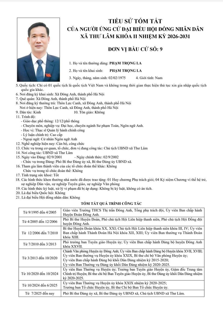 DANH SÁCH NHỮNG NGƯỜI ỨNG CỬ ĐẠI BIỂU HĐND XÃ THƯ LÂM KHÓA II, NHIỆM KỲ 2021-2026- Ảnh 46.