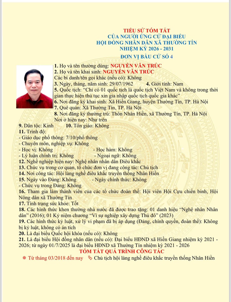 Danh sách và tiểu sử tóm tắt những người ứng cử đại biểu HĐND xã Thường Tín khoá II, nhiệm kỳ 2026-2031 tại đơn vị bầu cử số 04- Ảnh 7.