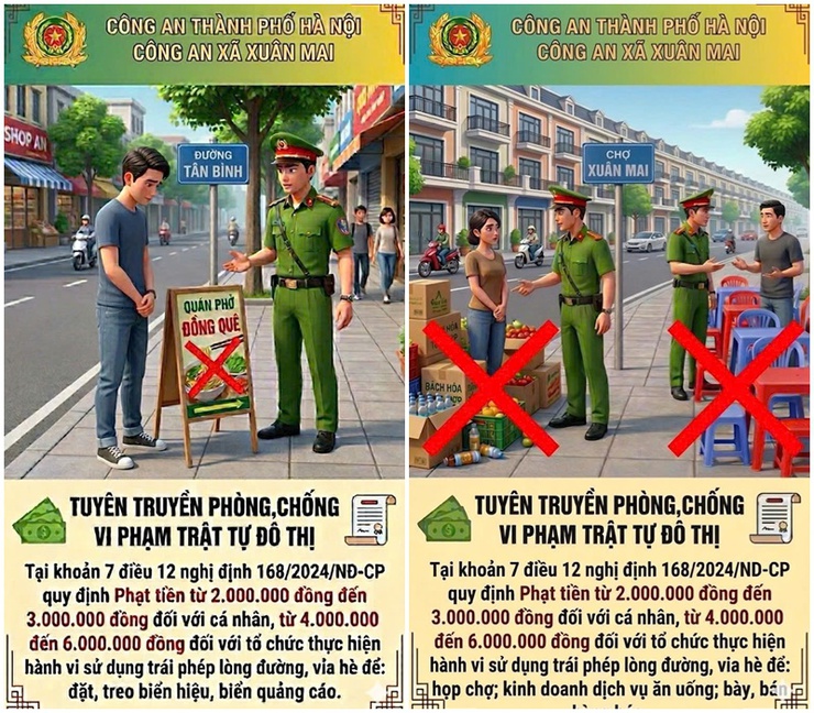 Công an xã Xuân Mai kiên quyết xử lý vi phạm trật tự đô thị- Ảnh 1.