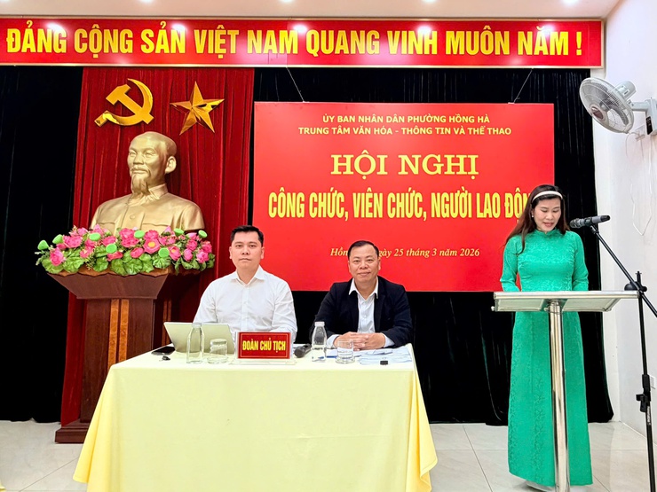 Trung tâm văn hóa thông tin và thể thao phường Hồng Hà: Tổ chức thành công hội nghị cán bộ, công nhân viên chức năm 2026
- Ảnh 3.