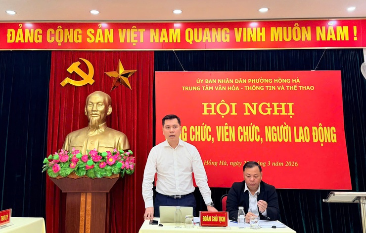 Trung tâm văn hóa thông tin và thể thao phường Hồng Hà: Tổ chức thành công hội nghị cán bộ, công nhân viên chức năm 2026
- Ảnh 6.
