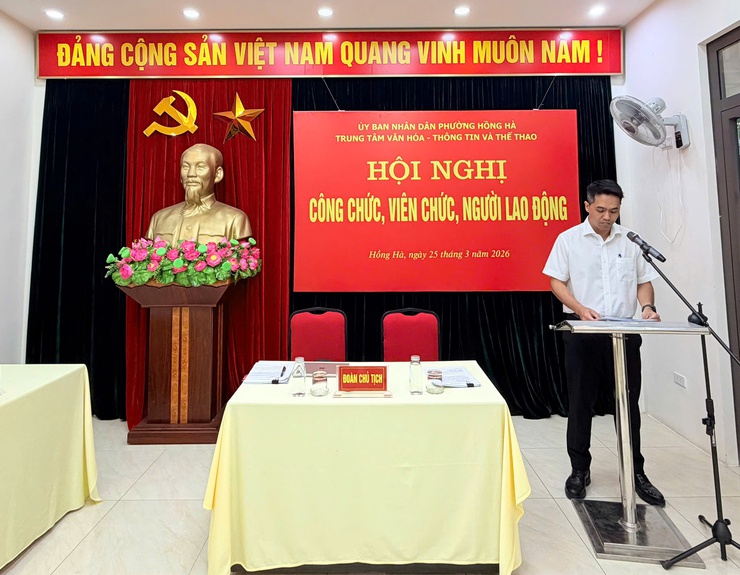 Trung tâm văn hóa thông tin và thể thao phường Hồng Hà: Tổ chức thành công hội nghị cán bộ, công nhân viên chức năm 2026
- Ảnh 5.