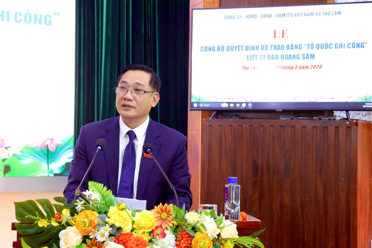 XÃ THƯ LÂM TỔ CHỨC LỄ CÔNG BỐ QUYẾT ĐỊNH VÀ TRAO BẰNG “TỔ QUỐC GHI CÔNG” ĐỐI VỚI LIỆT SĨ ĐÀO QUANG SÂM- Ảnh 9.