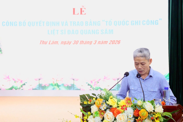 XÃ THƯ LÂM TỔ CHỨC LỄ CÔNG BỐ QUYẾT ĐỊNH VÀ TRAO BẰNG “TỔ QUỐC GHI CÔNG” ĐỐI VỚI LIỆT SĨ ĐÀO QUANG SÂM- Ảnh 11.