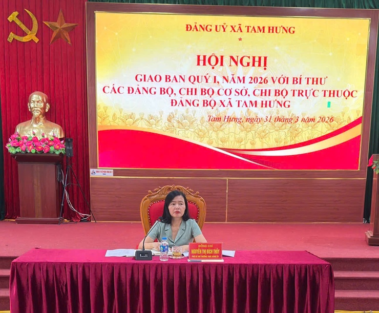Đảng ủy xã Tam Hưng giao ban Quý I/2026: Đánh giá toàn diện, triển khai nhiệm vụ trọng tâm Quý II- Ảnh 1.