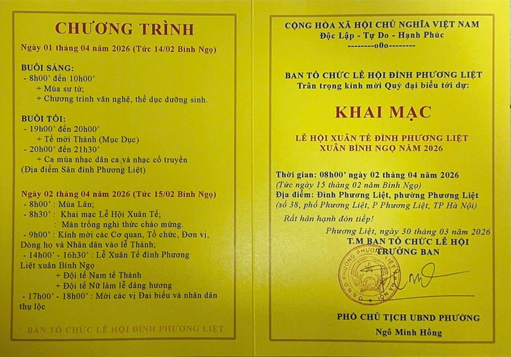 GIẤY MỜI THAM DỰ LỄ HỘI XUÂN TẾ ĐÌNH PHƯƠNG LIỆT XUÂN BÍNH NGỌ 2026- Ảnh 2.
