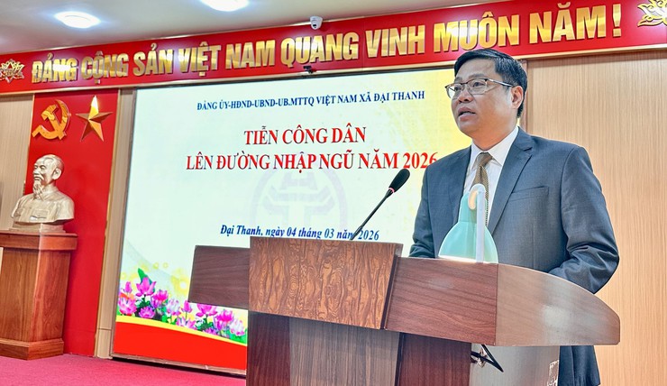 Đảng ủy - Hội đồng nhân dân - Uỷ ban nhân dân - Uỷ ban mặt trận tổ quốc Việt Nam xã Đại Thanh tiễn công dân lên đường nhập ngũ năm 2026.- Ảnh 17.