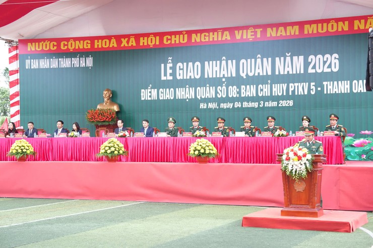 Trang trọng Lễ giao - nhận quân tại Điểm số 08 - Ban Chỉ huy phòng thủ khu vực 5 - Thanh Oai- Ảnh 2.