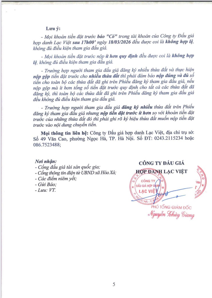 THÔNG BÁO ĐẤU GIÁ QUYỀN SỬ DỤNG ĐẤT Ở - KHU ĐẤU GIÁ SÔNG MỚI – XÃ HÒA XÁ- Ảnh 5.