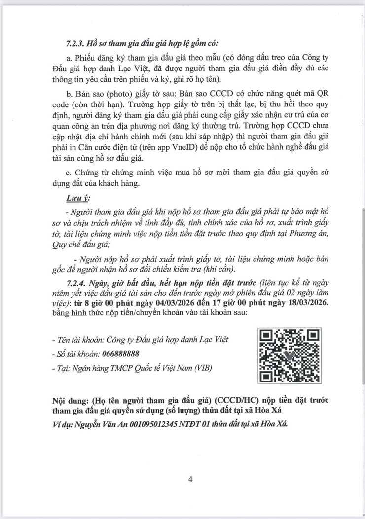 THÔNG BÁO ĐẤU GIÁ QUYỀN SỬ DỤNG ĐẤT Ở - KHU ĐẤU GIÁ SÔNG MỚI – XÃ HÒA XÁ- Ảnh 4.