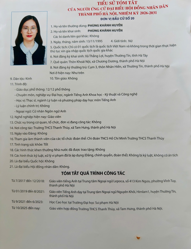 Tiểu sử những người ứng cử đại biểu HĐND thành phố Hà Nội khóa XVII, nhiệm kỳ 2026-2031, đơn vị bầu cử số 20- Ảnh 4.