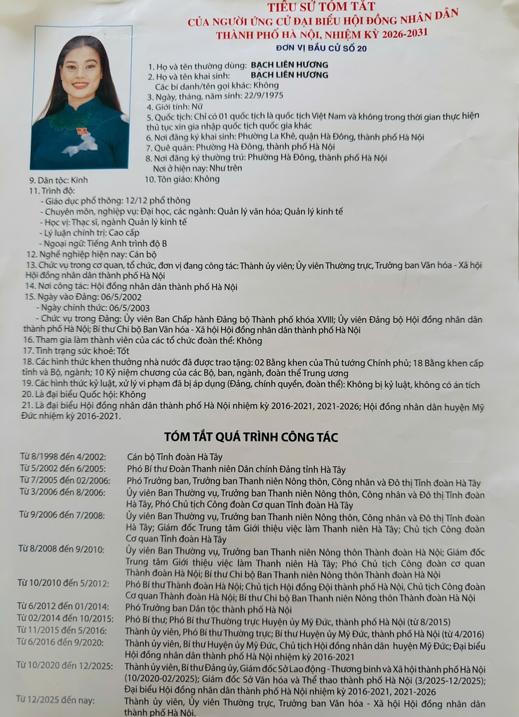 Tiểu sử những người ứng cử đại biểu HĐND thành phố Hà Nội khóa XVII, nhiệm kỳ 2026-2031, đơn vị bầu cử số 20- Ảnh 5.