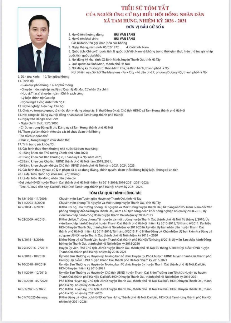 Tiểu sử những người ứng cử đại biểu HĐND thành phố Hà Nội khóa XVII, nhiệm kỳ 2026-2031, đơn vị bầu cử số 20- Ảnh 6.