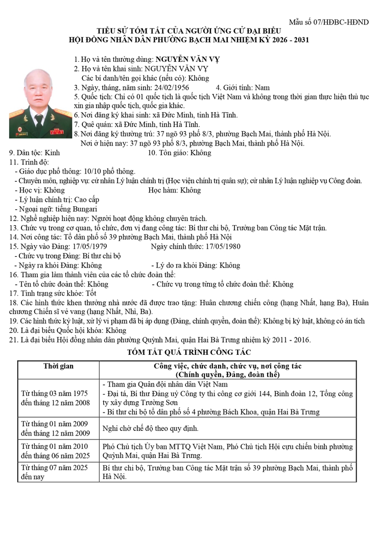 TÓM TẮT TIỂU SỬ CÁC ỨNG CỬ VIÊN ĐẠI BIỂU HỘI ĐỒNG NHÂN DÂN PHƯỜNG BẠCH MAI NHIỆM KỲ 2026 – 2031 ĐƠN VỊ BẦU CỬ SỐ 04- Ảnh 9.