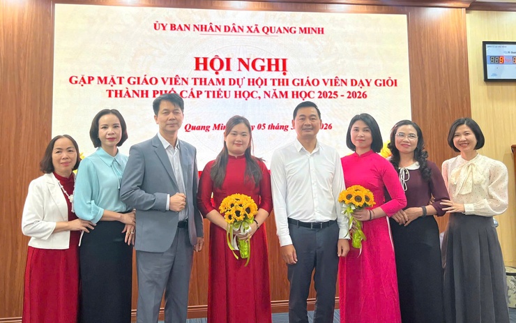 XÃ QUANG MINH GẶP GỠ, ĐỘNG VIÊN GIÁO VIÊN TIỂU HỌC THAM GIA HỘI THI GIÁO VIÊN DẠY GIỎI CẤP THÀNH PHỐ- Ảnh 1.