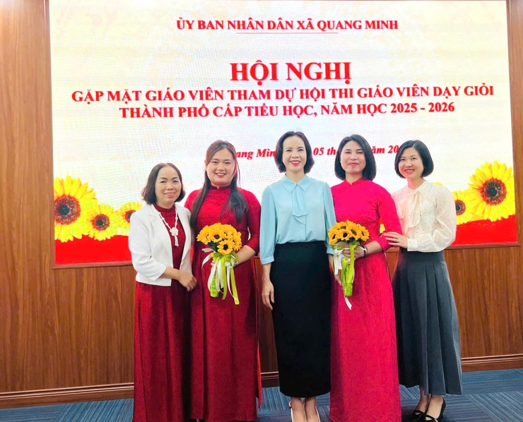 XÃ QUANG MINH GẶP GỠ, ĐỘNG VIÊN GIÁO VIÊN TIỂU HỌC THAM GIA HỘI THI GIÁO VIÊN DẠY GIỎI CẤP THÀNH PHỐ- Ảnh 2.