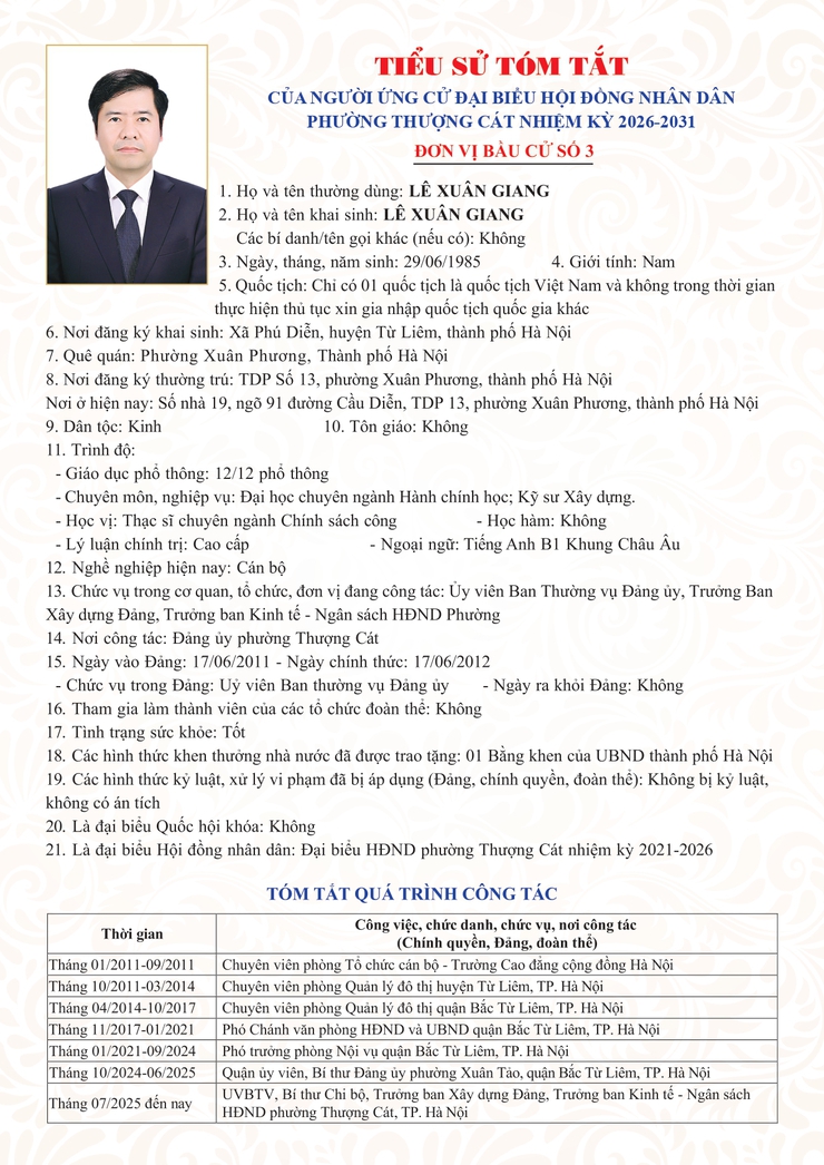 Danh sách trích ngang và tiểu sử tóm tắt các đại biểu ứng cử đại biểu HĐND phường Thượng Cát nhiệm kỳ 2026-2031 tại đơn vị bầu cử số 03- Ảnh 2.