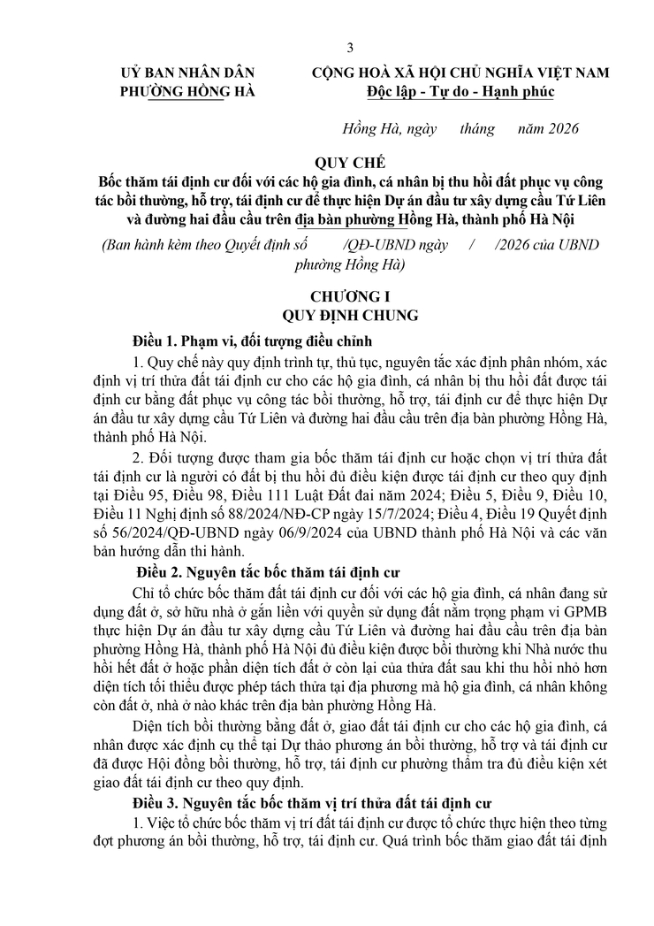 Phường Hồng Hà ban hành quy chế bốc thăm tái định cư phục vụ dự án xây dựng cầu Tứ Liên- Ảnh 3.