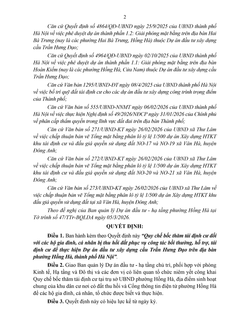 Phường Hồng Hà ban hành quy chế bốc thăm tái định cư phục vụ dự án xây dựng cầu Trần Hưng Đạo- Ảnh 2.