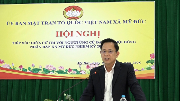 Ứng cử viên đại biểu HĐND xã Mỹ Đức (Đơn vị bầu cử số 5) tiếp xúc cư tri- Ảnh 6.