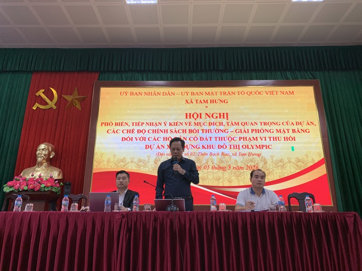 Hội nghị họp dân Đội 2 thôn Bạch Nao: Tăng cường đồng thuận trong công tác giải phóng mặt bằng Dự án Khu đô thị thể thao Olympic- Ảnh 1.