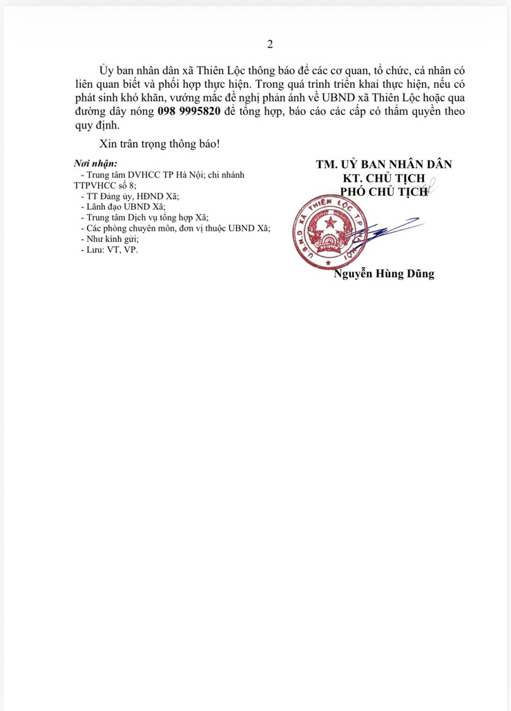 THÔNG BÁO số 465 /TB-UBND ngày 06 tháng 3 năm 2026 của UBND xã Thiên Lộc V/v tiếp nhận, giải quyết đối với hồ sơ trong danh mục thủ tục hành chính đã được công khai- Ảnh 2.