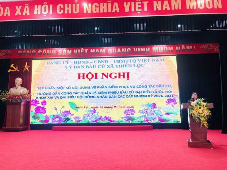 UBBC xã Thiên Lộc tập huấn một số nội dung về phần mềm phục vụ công tác bầu cử; hướng dẫn công tác quản lý, kiểm phiếu bầu cử đại biểu Quốc hội khóa XVI và đại biểu HĐND các cấp, nhiệm kỳ 2026 - 2031- Ảnh 2.