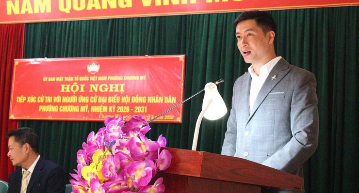 Ứng cử viên đại biểu Hội đồng nhân dân phường Chương Mỹ khóa II, nhiệm kỳ 2026–2031 đơn vị bầu cử số 7 tiếp xúc cử tri khu vực TDP Hòa Bình, Rạng Đông, Giang Chính- Ảnh 6.