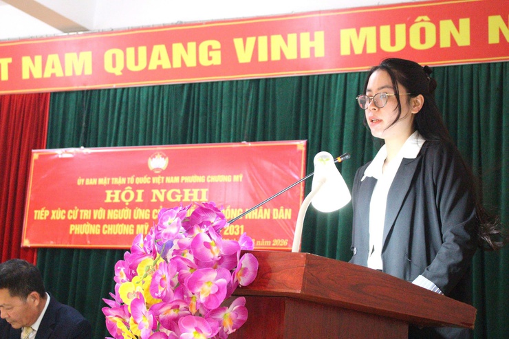 Ứng cử viên đại biểu Hội đồng nhân dân phường Chương Mỹ khóa II, nhiệm kỳ 2026–2031 đơn vị bầu cử số 7 tiếp xúc cử tri khu vực TDP Hòa Bình, Rạng Đông, Giang Chính- Ảnh 7.