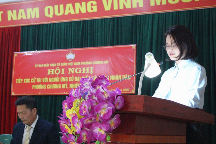 Ứng cử viên đại biểu Hội đồng nhân dân phường Chương Mỹ khóa II, nhiệm kỳ 2026–2031 đơn vị bầu cử số 7 tiếp xúc cử tri khu vực TDP Hòa Bình, Rạng Đông, Giang Chính- Ảnh 4.