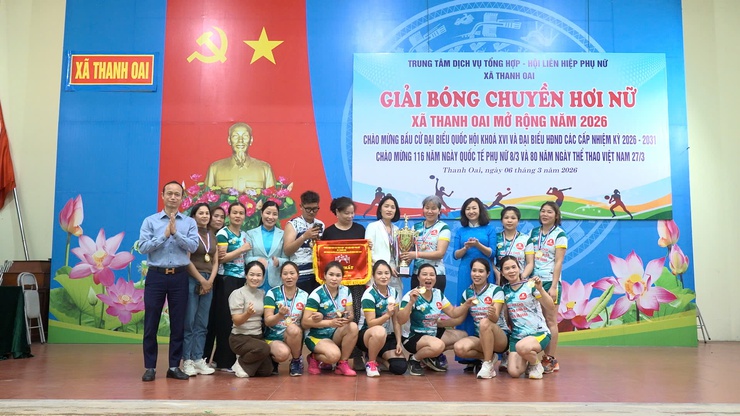 SÔI NỔI GIẢI BÓNG CHUYỀN HƠI NỮ XÃ THANH OAI MỞ RỘNG NĂM 2026- Ảnh 12.