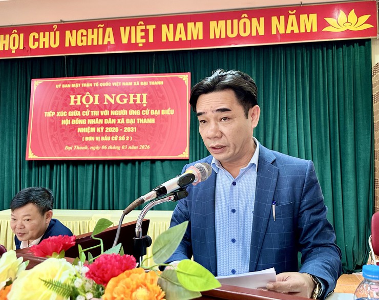 Hội nghị tiếp xúc giữa cử tri với người ứng cử đại biểu HĐND xã Đại Thanh khoá II tại đơn vị bầu cử số 2 gồm các thôn Hữu Từ, Hữu Trung, Hữu Lê, Thanh Oai, Phú Diễn.- Ảnh 4.