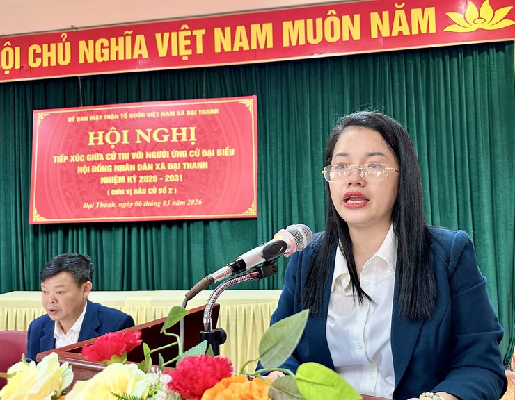 Hội nghị tiếp xúc giữa cử tri với người ứng cử đại biểu HĐND xã Đại Thanh khoá II tại đơn vị bầu cử số 2 gồm các thôn Hữu Từ, Hữu Trung, Hữu Lê, Thanh Oai, Phú Diễn.- Ảnh 5.