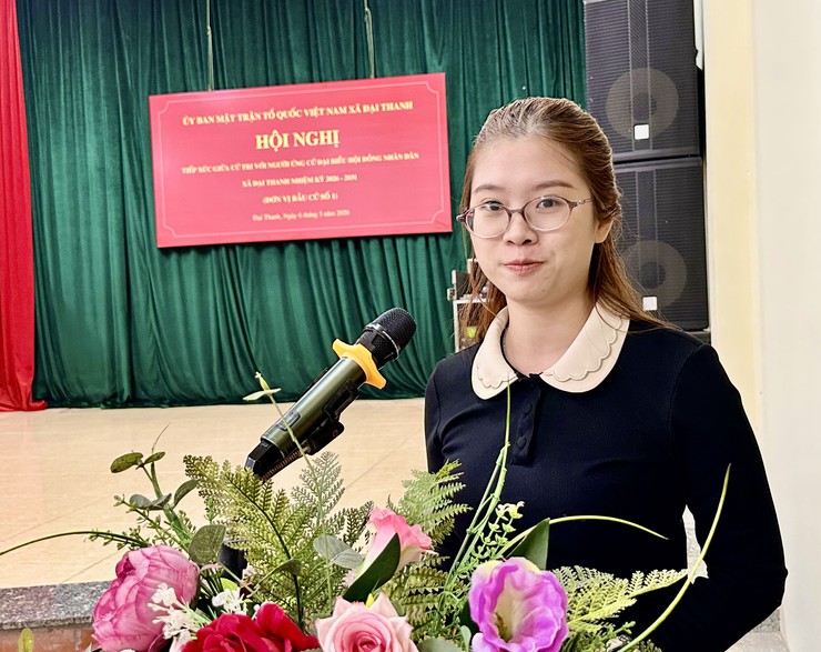 Hội nghị tiếp xúc giữa cử tri với người ứng cử đại biểu HĐND xã Đại Thanh khoá II tại đơn vị bầu cử số 1 gồm các thôn: Huỳnh Cung, Yên Ngưu, TT Phân lân 105, TT Pin, TT Yên Ngưu.- Ảnh 9.