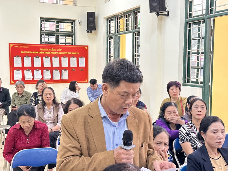 Hội nghị tiếp xúc giữa cử tri với người ứng cử đại biểu HĐND xã Đại Thanh khoá II tại đơn vị bầu cử số 1 gồm các thôn: Huỳnh Cung, Yên Ngưu, TT Phân lân 105, TT Pin, TT Yên Ngưu.- Ảnh 13.