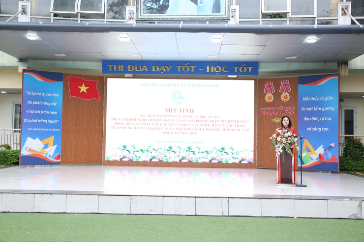 Hội Liên hiệp phụ nữ phường Bồ Đề tổ chức Mít tinh chào mừng 116 năm ngày quốc tế phụ nữ 8/3; chào mừng Bầu cử đại biểu Quốc hội khoá XVI và đại biểu HĐND các cấp nhiệm kỳ 2026 - 2031- Ảnh 1.