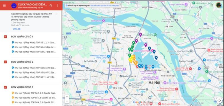 Đoàn Thanh niên phường Tây Hồ triển khai bản đồ số các điểm bầu cử phục vụ cử tri- Ảnh 2.