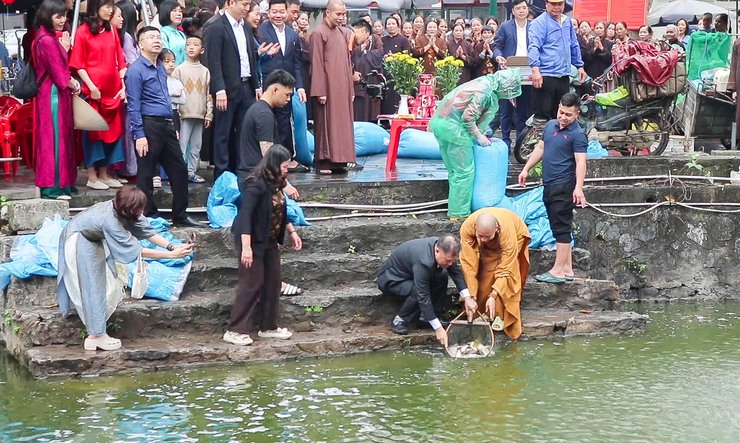 Thả cá chép tại hồ Long Trì – Hoạt động ý nghĩa góp phần lan tỏa thông điệp bảo vệ môi trường tại Chùa Thầy- Ảnh 8.