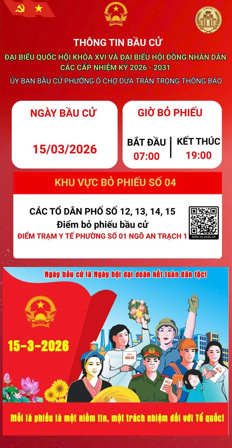 Phường Ô Chợ Dừa thông tin các điểm  bỏ phiếu bầu cử đại biểu Quốc hội khóa XVI và đại biểu HĐND các cấp nhiệm kỳ 2026- 2031- Ảnh 5.