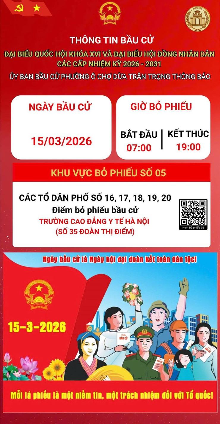 Phường Ô Chợ Dừa thông tin các điểm  bỏ phiếu bầu cử đại biểu Quốc hội khóa XVI và đại biểu HĐND các cấp nhiệm kỳ 2026- 2031- Ảnh 6.