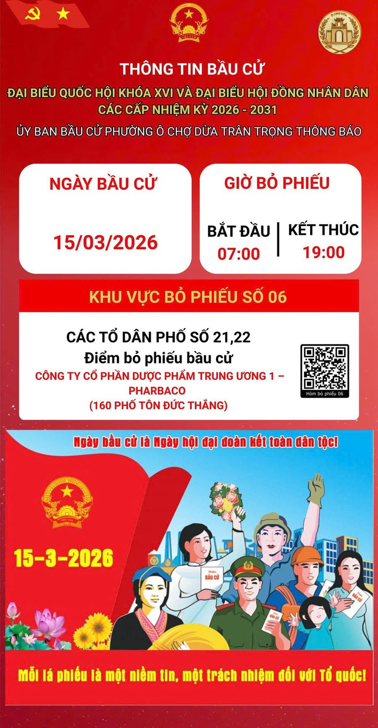 Phường Ô Chợ Dừa thông tin các điểm  bỏ phiếu bầu cử đại biểu Quốc hội khóa XVI và đại biểu HĐND các cấp nhiệm kỳ 2026- 2031- Ảnh 7.