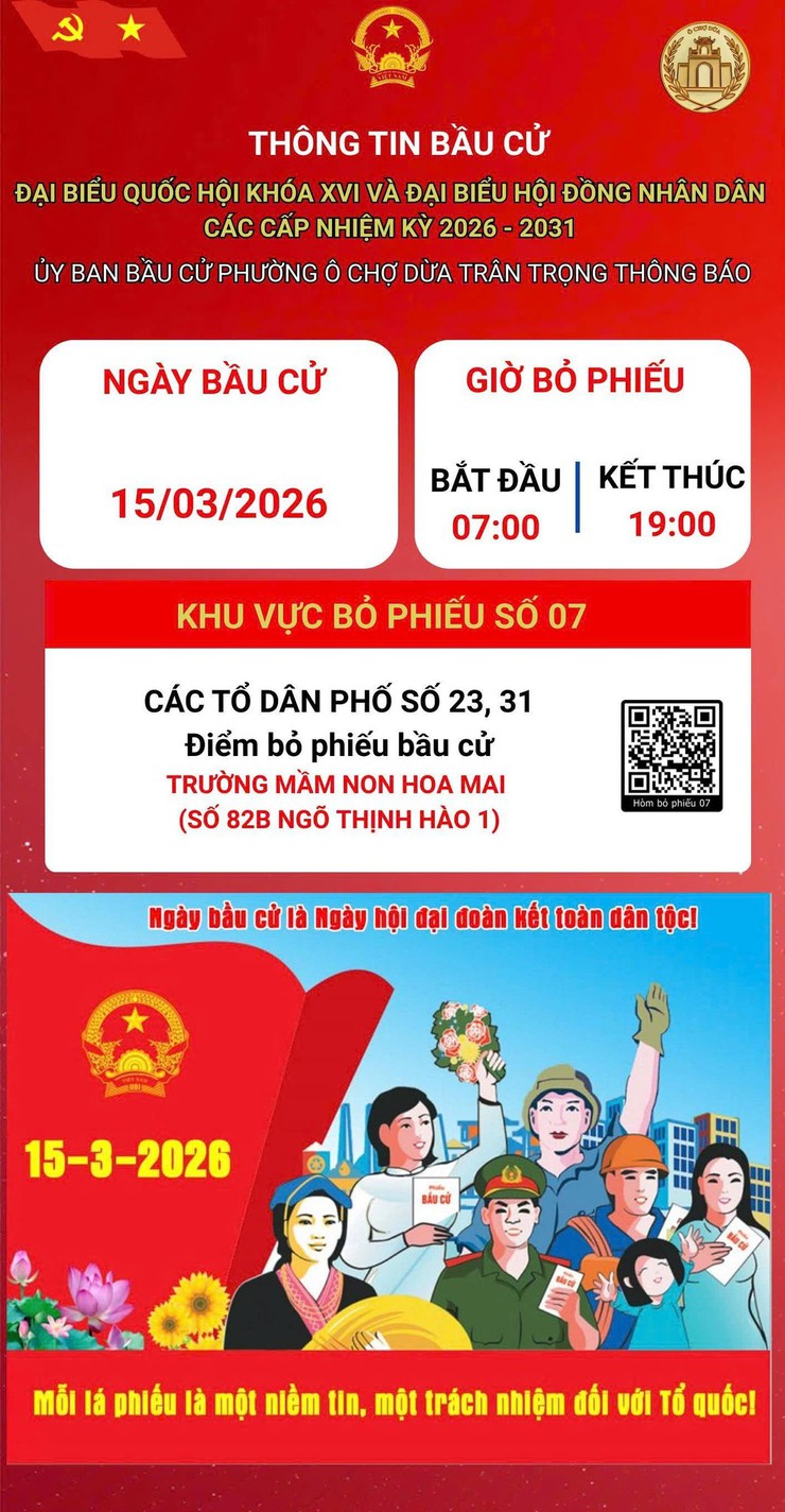 Phường Ô Chợ Dừa thông tin các điểm  bỏ phiếu bầu cử đại biểu Quốc hội khóa XVI và đại biểu HĐND các cấp nhiệm kỳ 2026- 2031- Ảnh 8.