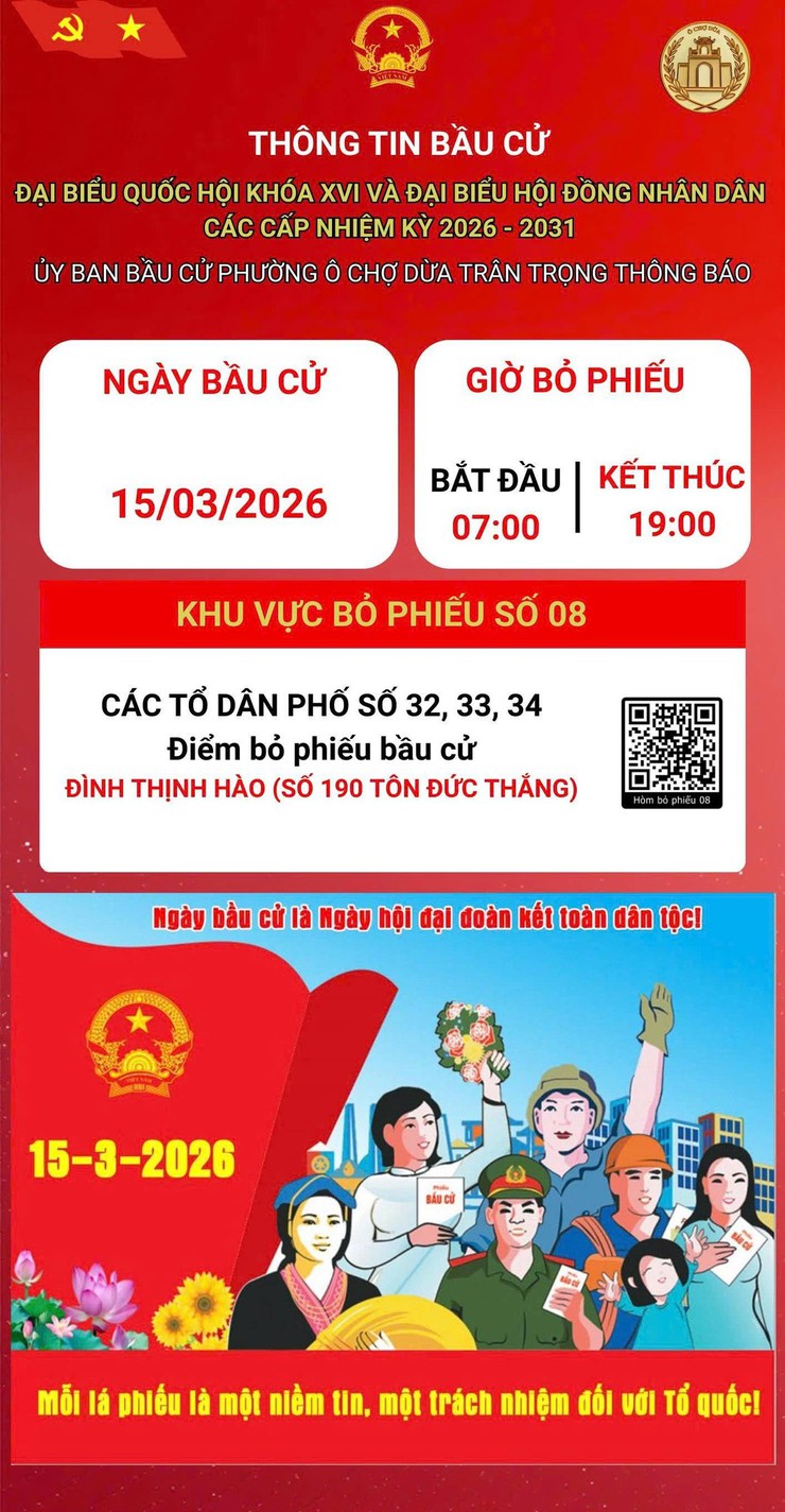 Phường Ô Chợ Dừa thông tin các điểm  bỏ phiếu bầu cử đại biểu Quốc hội khóa XVI và đại biểu HĐND các cấp nhiệm kỳ 2026- 2031- Ảnh 9.