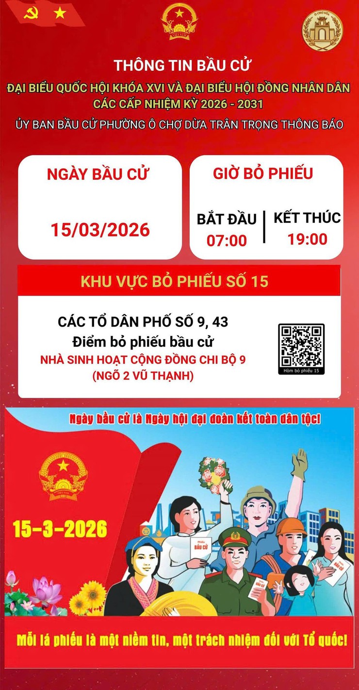 Phường Ô Chợ Dừa thông tin các điểm  bỏ phiếu bầu cử đại biểu Quốc hội khóa XVI và đại biểu HĐND các cấp nhiệm kỳ 2026- 2031- Ảnh 16.