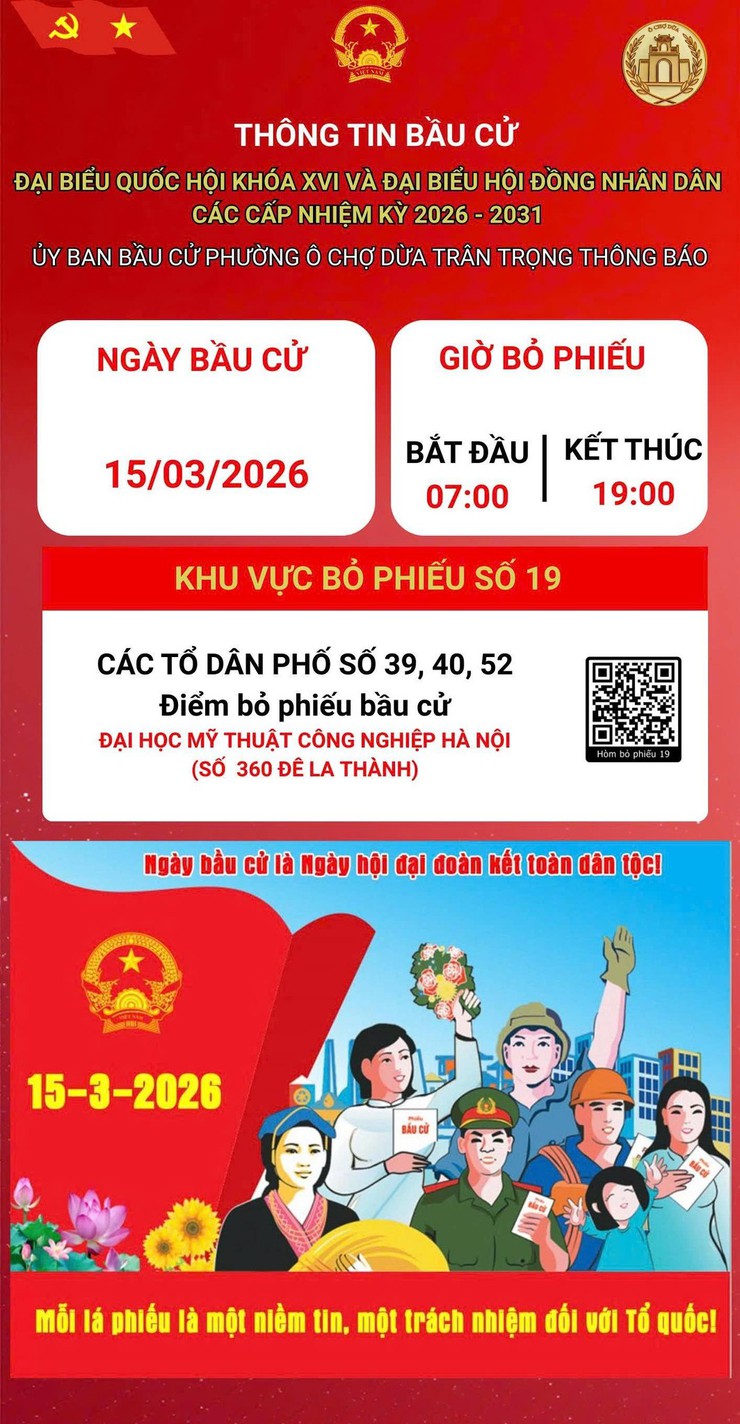 Phường Ô Chợ Dừa thông tin các điểm  bỏ phiếu bầu cử đại biểu Quốc hội khóa XVI và đại biểu HĐND các cấp nhiệm kỳ 2026- 2031- Ảnh 20.
