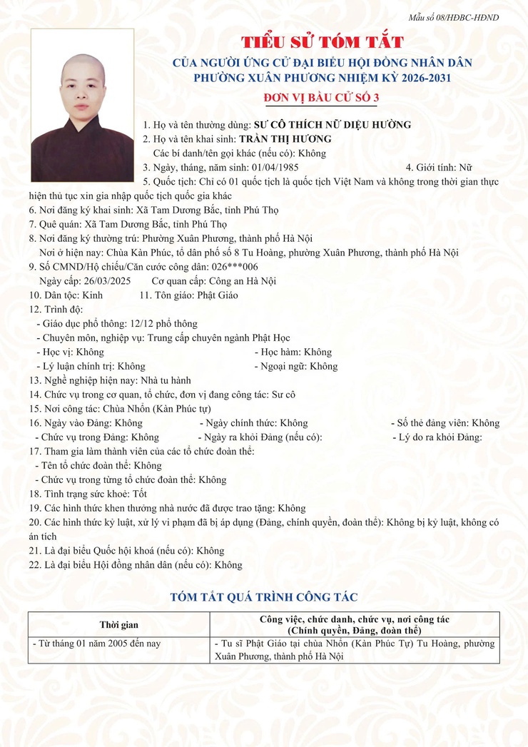 Đơn vị bầu cử số 3: Tiểu sử tóm tắt những người ứng cử HĐND phường Xuân Phương, nhiệm kỳ 2026-2031 - Ảnh 5.