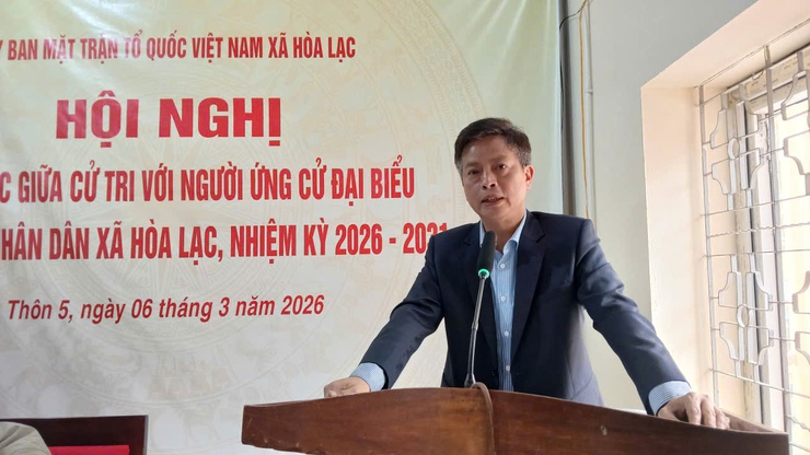 Ứng cử viên HĐND xã Hòa Lạc đơn vị bầu cử số 1, số 2, số 3 trình bày chương trình hành động trước cử tri- Ảnh 4.